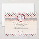 Polka Dots Red Gray Party Hartelijk dank Bedankkaart (Voorkant / Achterkant)