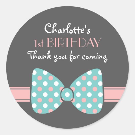 Polka Dots Ribbon Bow Stropdas Dank u Sticker (Voorkant)