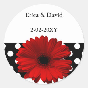 Polka dots rode gerbera envelop afdichtingen ronde sticker