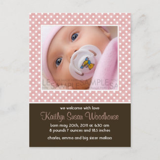 Polka Dots Roze/Bruin · Aankondiging Baby