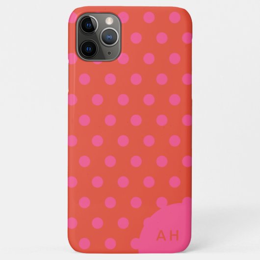 Polka Dots Roze en rood Sinaasappel monogram Case-Mate iPhone Case (Achterkant)