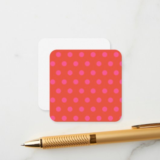 Polka Dots Roze en rood Sinaasappel monogram Informatiekaartje (Voorkant / Achterkant in situ)
