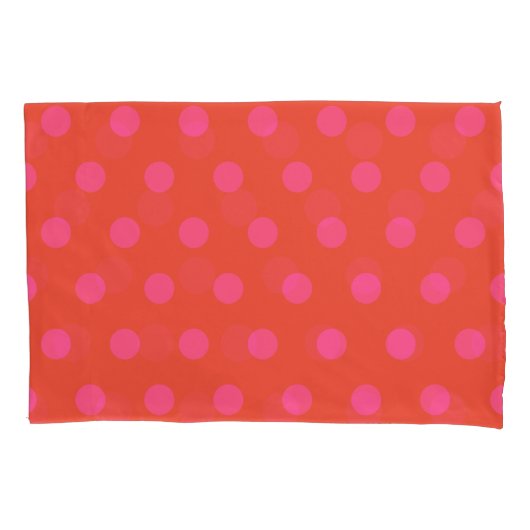 Polka Dots Roze en rood Sinaasappel monogram Kussensloop (Voorkant)