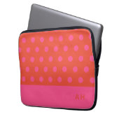 Polka Dots Roze en rood Sinaasappel monogram Laptop Sleeve (Voorkant Links)