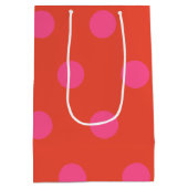 Polka Dots Roze en rood Sinaasappel monogram Medium Cadeauzakje (Achterkant)