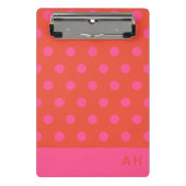 Polka Dots Roze en rood Sinaasappel monogram Mini Klembord (Voorkant)