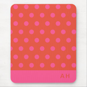 Polka Dots Roze en rood Sinaasappel monogram Muismat