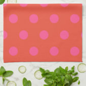 Polka Dots Roze en rood Sinaasappel monogram Theedoek (Gevouwen)