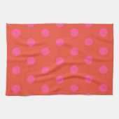 Polka Dots Roze en rood Sinaasappel monogram Theedoek (Horizontaal)
