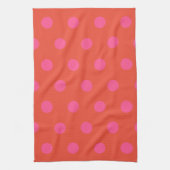 Polka Dots Roze en rood Sinaasappel monogram Theedoek (Verticaal)