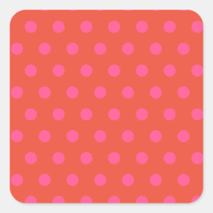 Polka Dots Roze en rood Sinaasappel monogram Vierkante Sticker