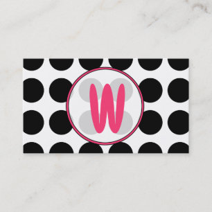 Polka Dots / Roze Monogram Mode Visitekaartje
