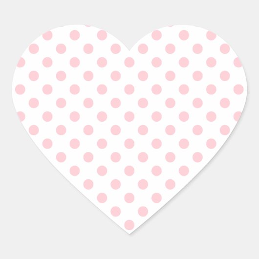 Polka Dots - Roze op Wit Hart Sticker (Voorkant)
