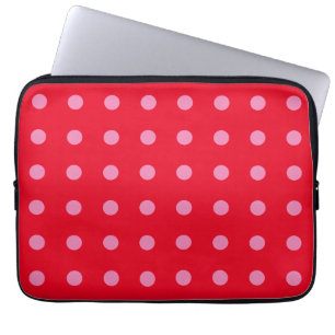  Polka Dots Roze Rood Kleur Retro Classic Laptop Sleeve