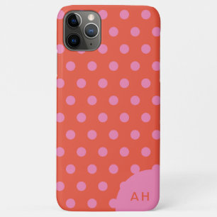 Polka Dots Roze Sinaasappel monogram iPhone 11 Pro Max Hoesje