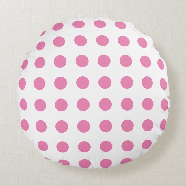  Polka Dots Roze Wit Kleur Retro Classic Rond Kussen (Voorkant)