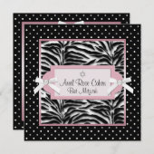 Polka Dots Roze Zebra Bat Mitswa Uitnodigingen (Voorkant / Achterkant)
