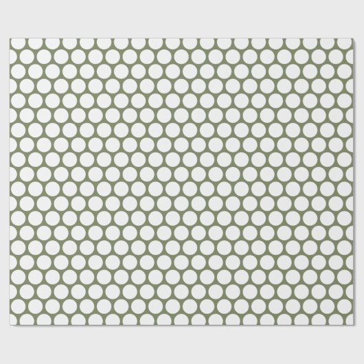 Polka Dots Sage Groen en Wit Cadeaupapier (Vlak)