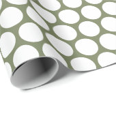 Polka Dots Sage Groen en Wit Cadeaupapier (Rol Hoek)