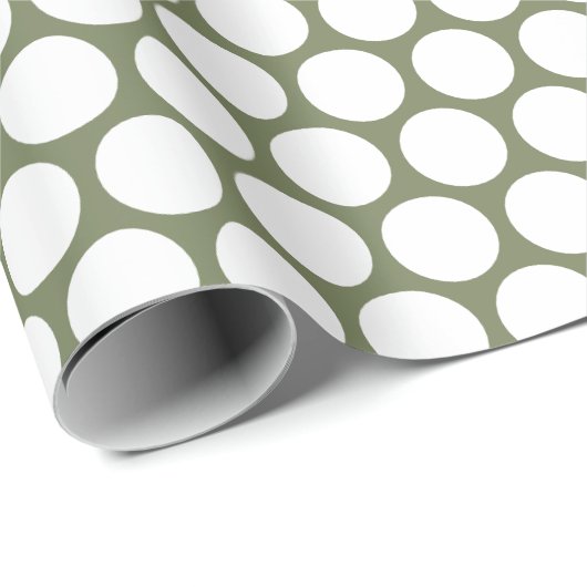 Polka Dots Sage Groen en Wit Cadeaupapier (Rol Hoek)