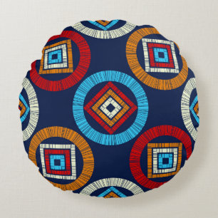 Polka dots seamless pattern. Mosaic of Ethic Figu Rond Kussen