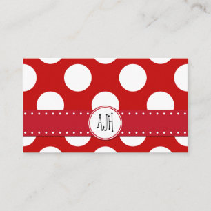 Polka Dots, Spots (gebotteld patroon) - Rood wit Visitekaartje