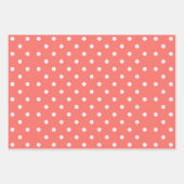Polka Dots, Stripes en Gingham Patronen in Koraal Inpakpapier Vel (Voorkant)