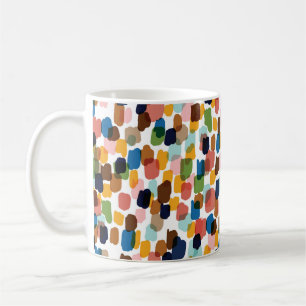 Polka dots: veelkleurige handverf. koffiemok