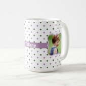 Polka Dots w / Paarse Ribbon Foto Lijst Koffiemok (Voorkant rechts)