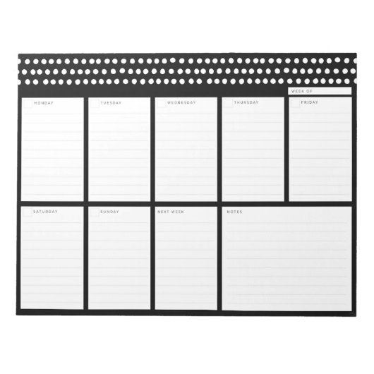Polka Dots Weekly Desk Planner Notitieblok (Voorkant)