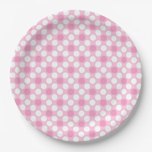 Polka dots wit roze retro papieren bordje