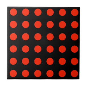  Polka Dots Zwart Rood Kleur Retro Klassiek Tegeltje