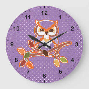 Polka Dotted Herfst Owl Grote Klok