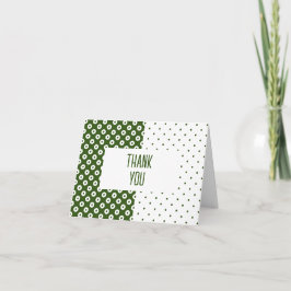 Polka-gestippeld groen en wit kleurenblok dank u notitiekaartje