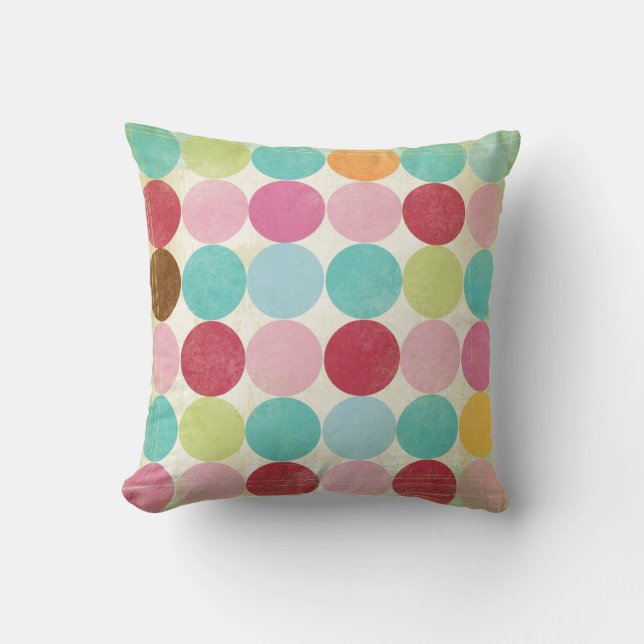 Polka gestippelde kleur kussen (Voorkant)