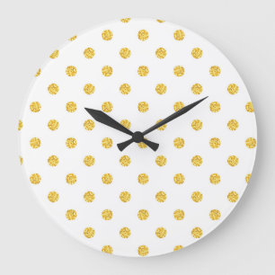 Polka Gold Glitter Stippen Textuur Grote Klok