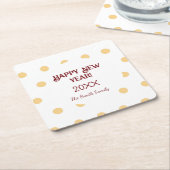 Polka gouden oudejaarsfeest vierkante kartonnen onderzetter (Schuin)