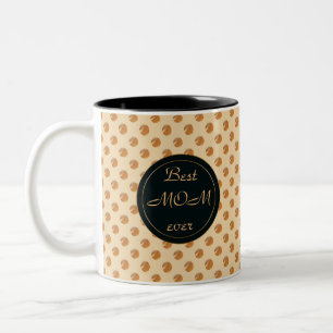 Polka gouden stippen. tekst. tweekleurige koffiemok