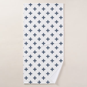 Polka gris-bleu croise sur blanc