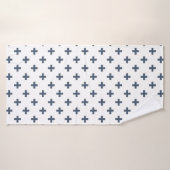 Polka gris-bleu croise sur blanc (Serviette de bain)
