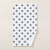 Polka gris-bleu croise sur blanc (Serviette à main)