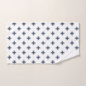 Polka gris-bleu croise sur blanc (Serviette à main)