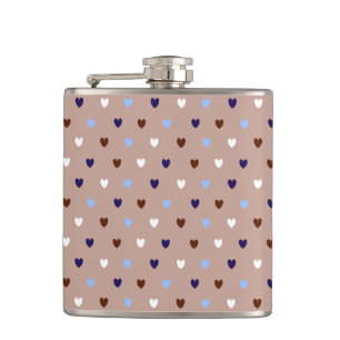 Polka harten bleek bruin heupfles