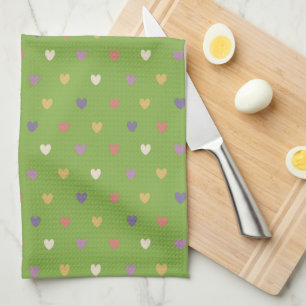Polka harten groen theedoek