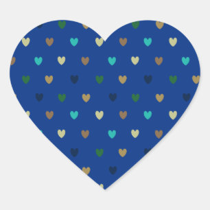 Polka harten in pauw blauwe tinten hart sticker