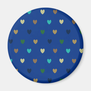 Polka harten in pauwenblauwe tinten magneet