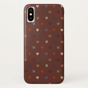 Polka harten op kilim bruin iPhone x hoesje