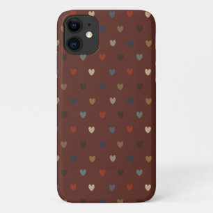 Polka harten op kilim bruin iPhone 11 hoesje