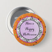 Polka heeft een Happy Halloween Paarse Button (Voorkant /achterkant)