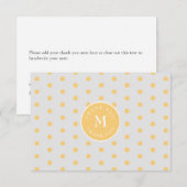 Polka jaune gris Carte de remerciements plat (Devant / Derrière)